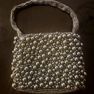 Vintage LaRegale Gunmetal Grey Faux Pearl "Bubble" Mini Beaded Clutch